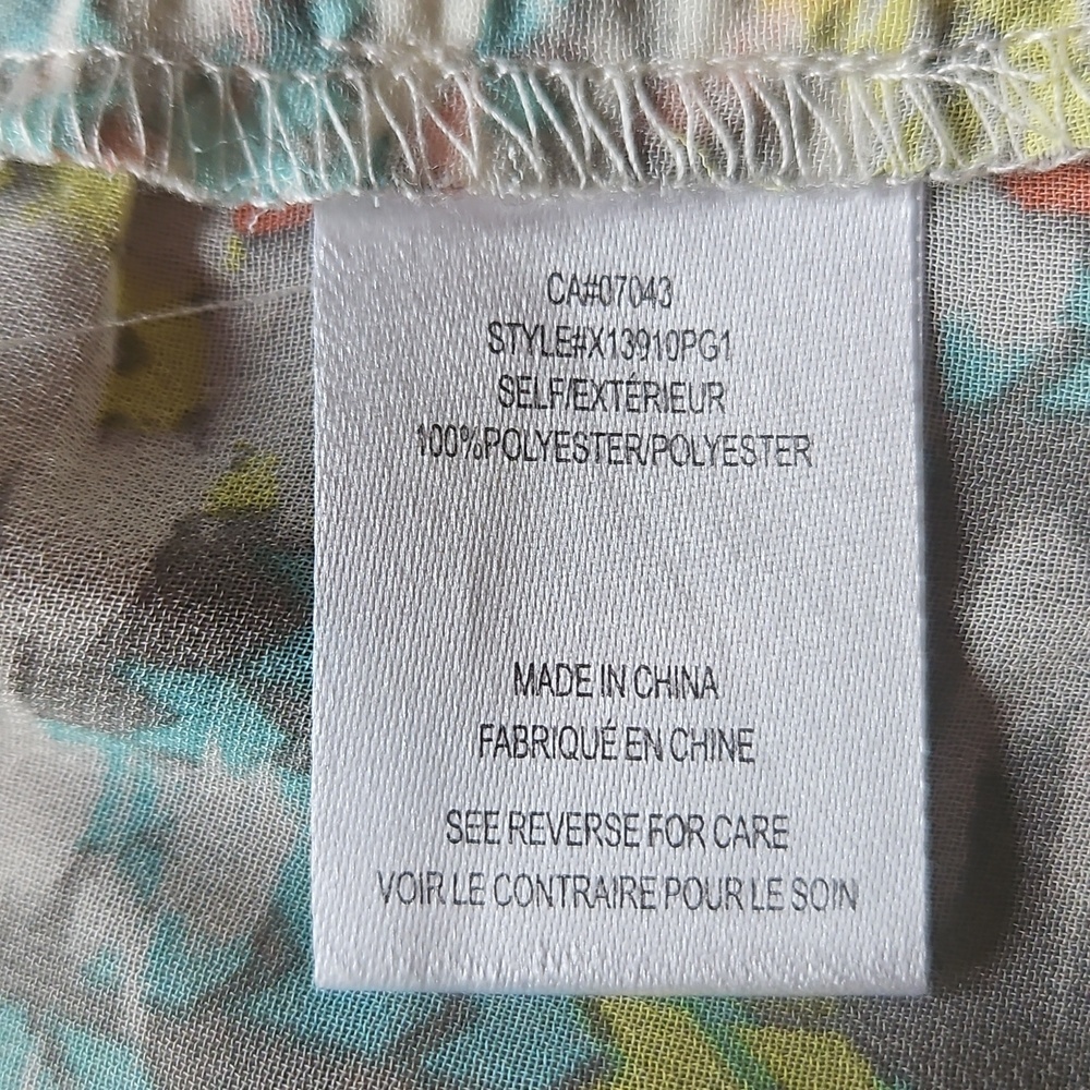 Daniel Rainn Sheer Abstract Print Peasant Boho Tunic Coverup Top 1X - Picture 8 of 14